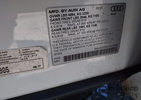 2018 Audi Q3 2.0T Premium/2.0T Sport Premium from USA, damaged, VIN WA1JCCFS9JR019286